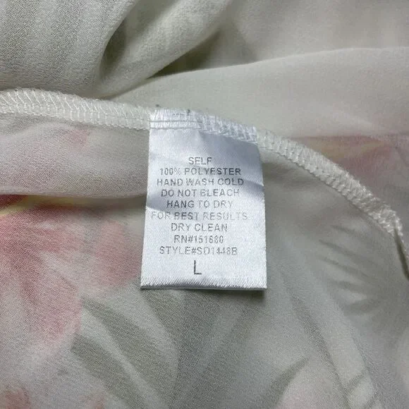 Vestique Floral Full Button Thigh Slit V Neck Maxi Dress Tropical Boho Womens L - Picture 10 of 10